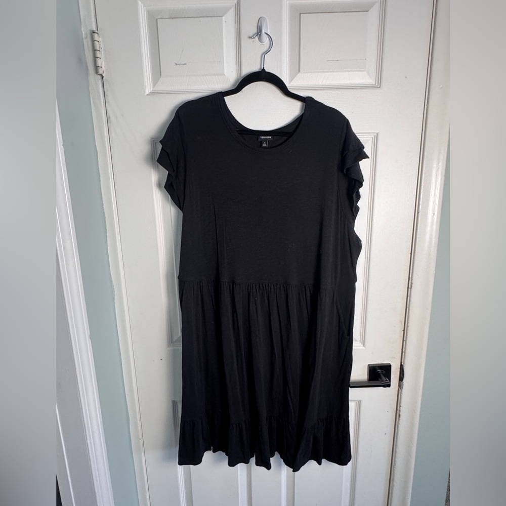 Torrid Black Flutter Sleeve Mini Dress